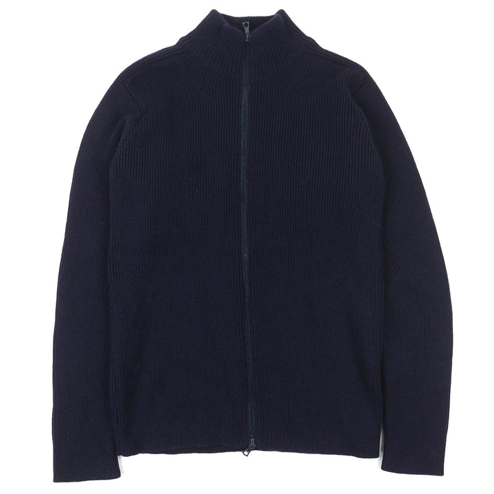 素晴らしい EMPORIO ARMANI ニット ハイネック ジップアップ ドライバーズニット ネイビー ウール メンズ 48