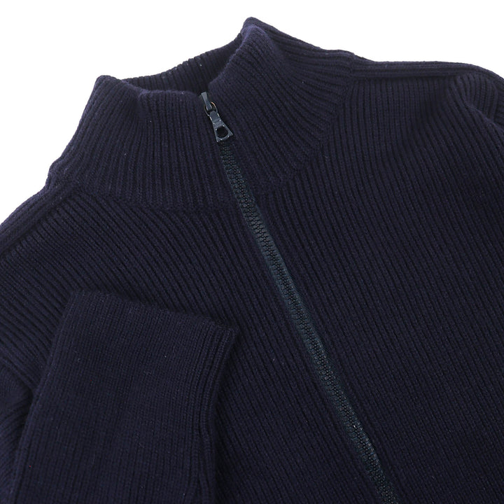 素晴らしい EMPORIO ARMANI ニット ハイネック ジップアップ ドライバーズニット ネイビー ウール メンズ 48