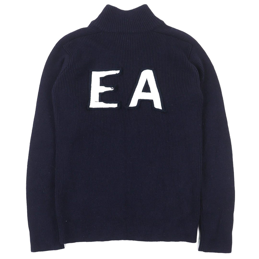 素晴らしい EMPORIO ARMANI ニット ハイネック ジップアップ ドライバーズニット ネイビー ウール メンズ 48