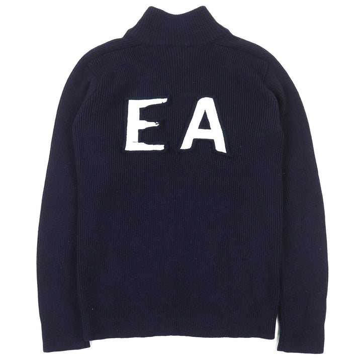 素晴らしい EMPORIO ARMANI ニット ハイネック ジップアップ ドライバーズニット ネイビー ウール メンズ 48