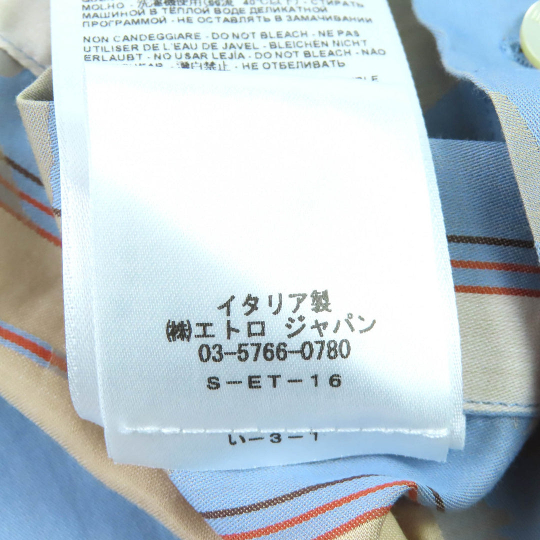 新品 エトロ 長袖シャツ ストライプ柄 ロゴボタン 39