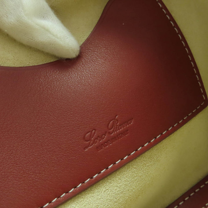 Excellent Loro Piana Shoulder Bag Leather 2-way mini bag pouch Ivory brown