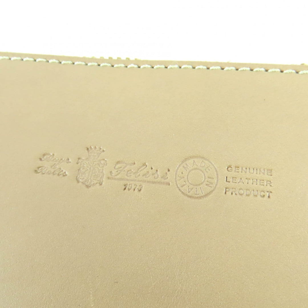 精美 Felisi 手提包，Logo 镌刻，全皮材质，拉链设计，米色，20/21 码