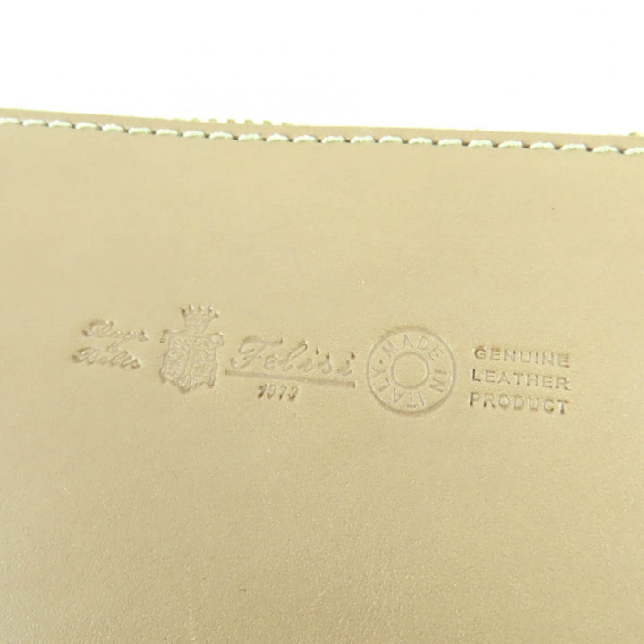 精美 Felisi 手提包，Logo 镌刻，全皮材质，拉链设计，米色，20/21 码