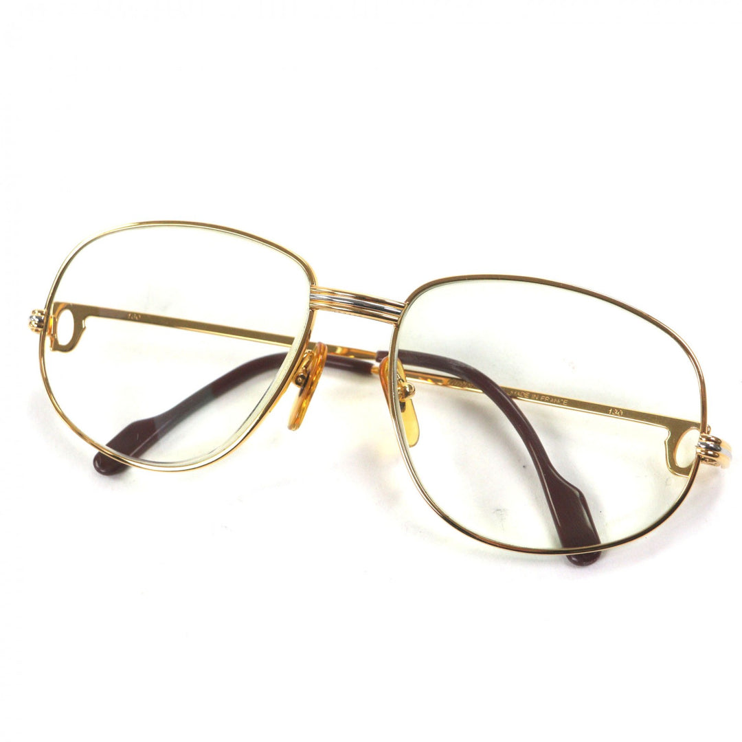 Very Good Cartier Glasses Trinity Logo Metal gold mens