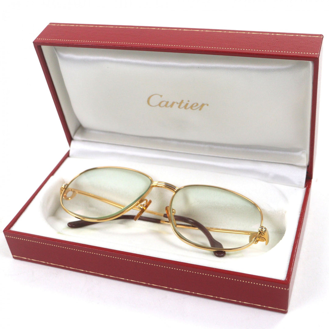 Very Good Cartier Glasses Trinity Logo Metal gold mens