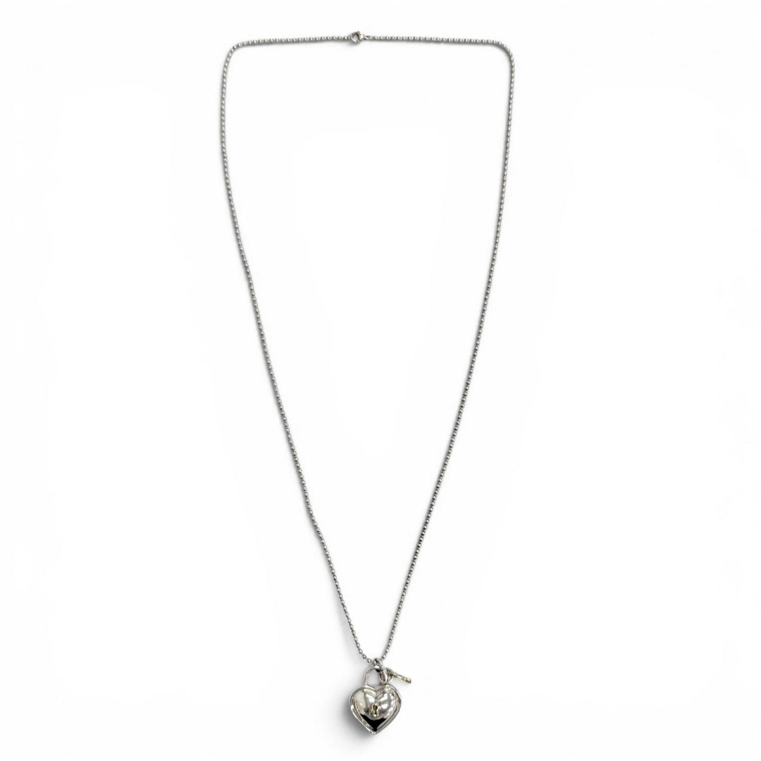 Great TIFFANY&Co. Necklace Heart Lock Key Necklace Pendant Accessory Silver 925