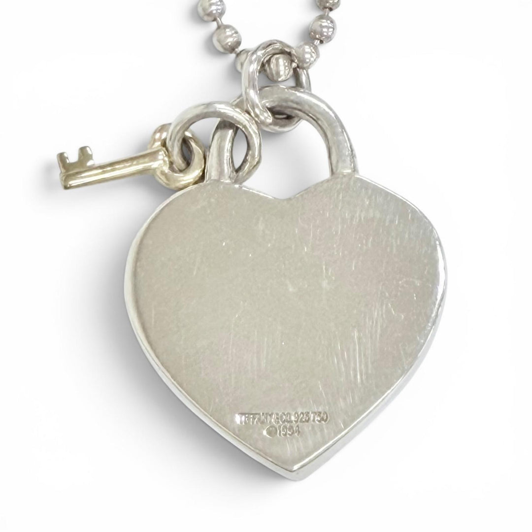 Great TIFFANY&Co. Necklace Heart Lock Key Necklace Pendant Accessory Silver 925