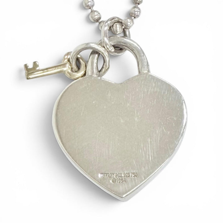 Great TIFFANY&Co. Necklace Heart Lock Key Necklace Pendant Accessory Silver 925