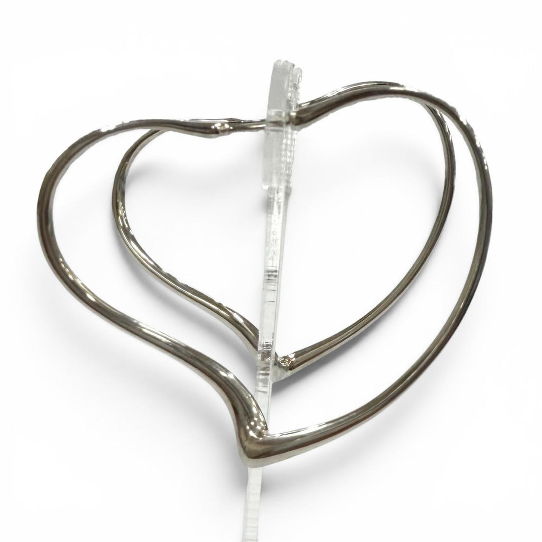 Great TIFFANY&Co. Pierce Open Heart Hoop Earrings, Medium Silver AG925 Women