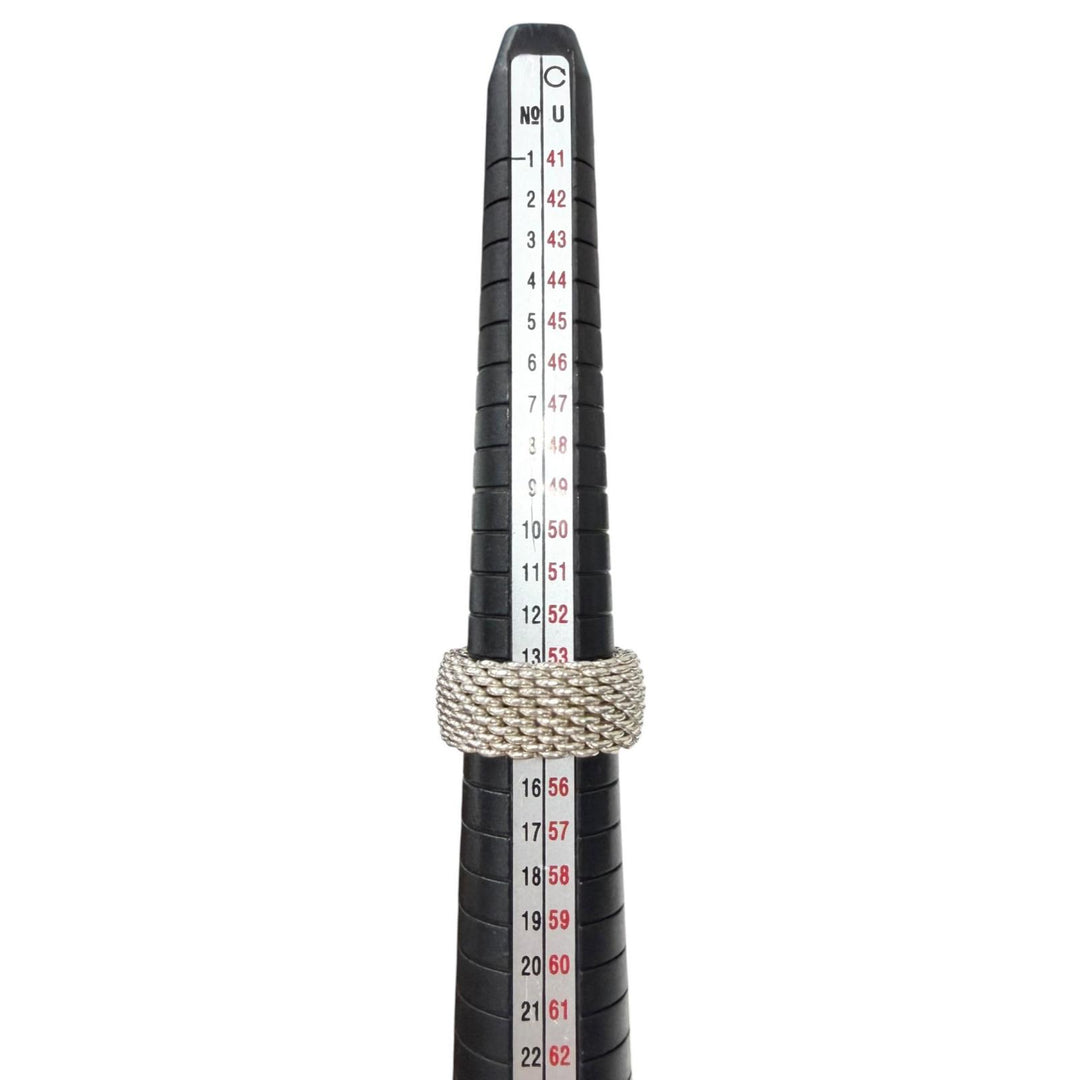 Great TIFFANY&Co. Ring ring Somerset Mesh knitting Silver SV925 mens