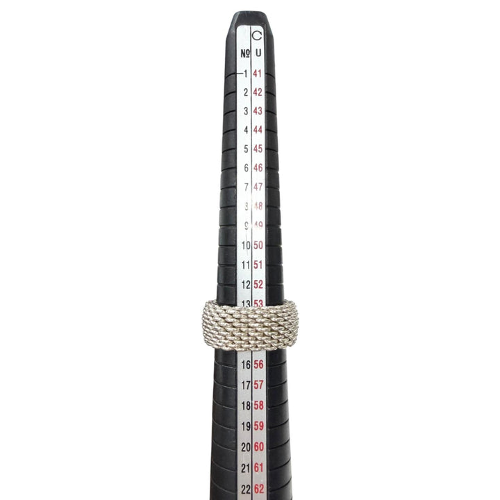 Great TIFFANY&Co. Ring ring Somerset Mesh knitting Silver SV925 mens