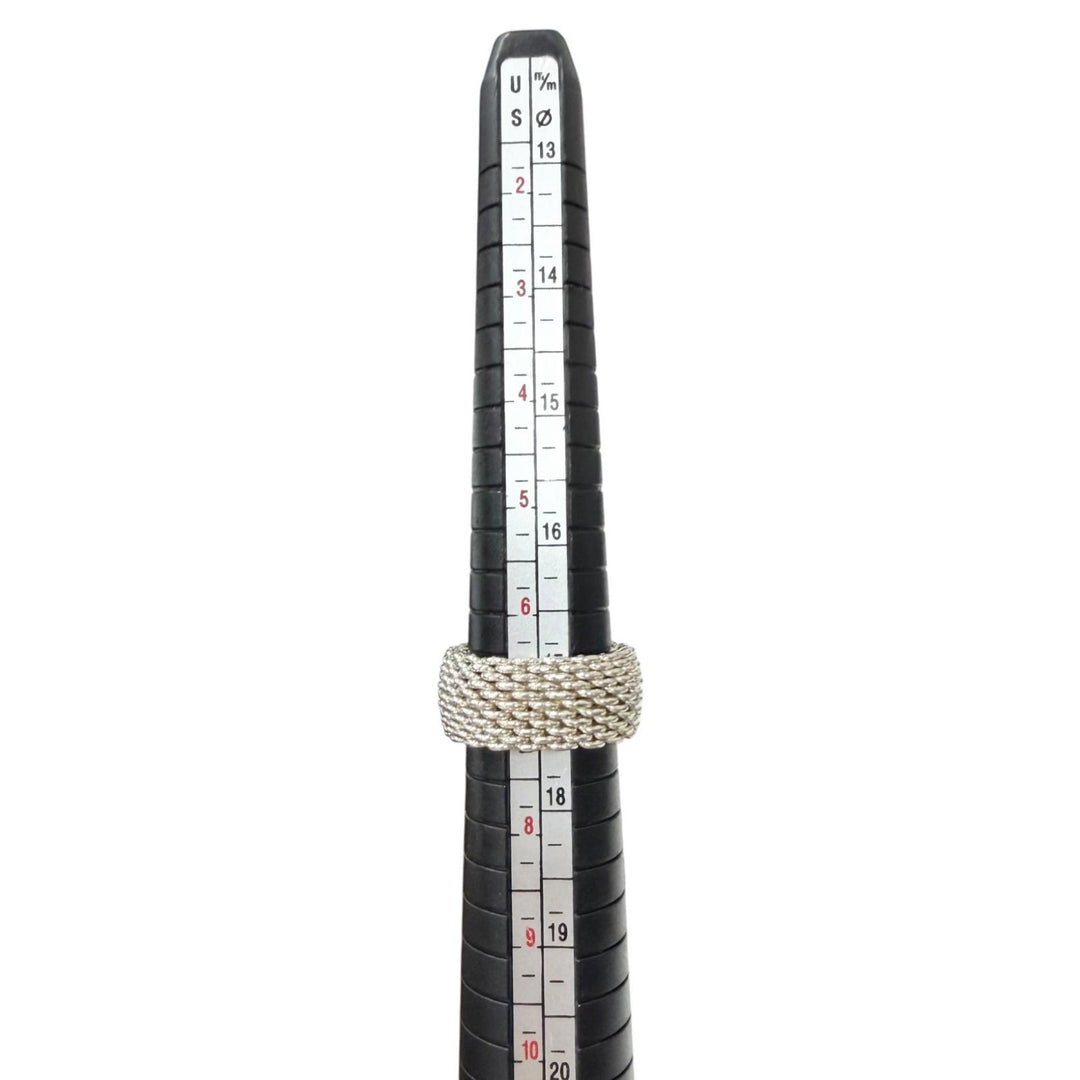 Great TIFFANY&Co. Ring ring Somerset Mesh knitting Silver SV925 mens