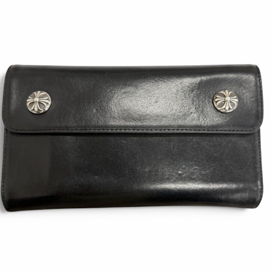 Very Good CHROME HEARTS Purse WAVE CROSS cross ball button