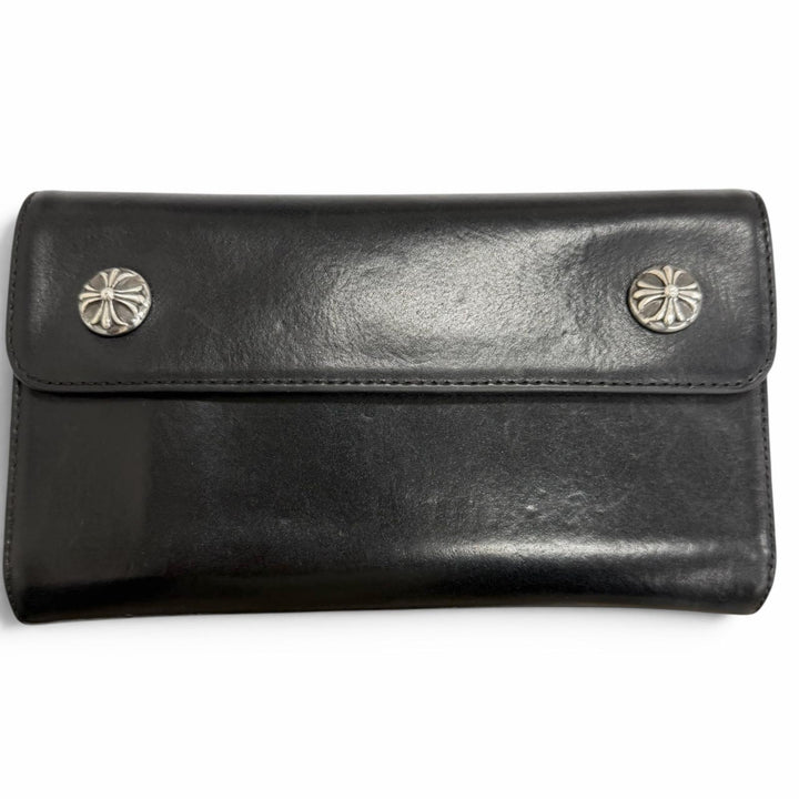 Very Good CHROME HEARTS Purse WAVE CROSS cross ball button