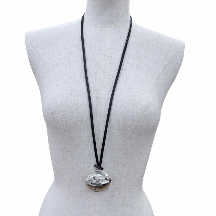 Great HERMES Necklace Pill case with leather accents, pendant Silver 925 Women