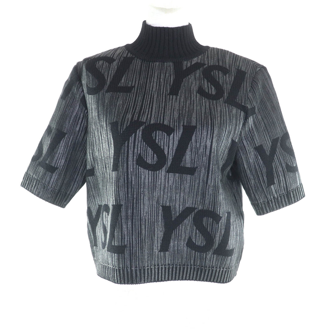 Excellent YVES SAINT LAURENT Short sleeve knit black wool Women M