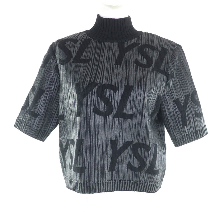 Excellent YVES SAINT LAURENT Short sleeve knit black wool Women M