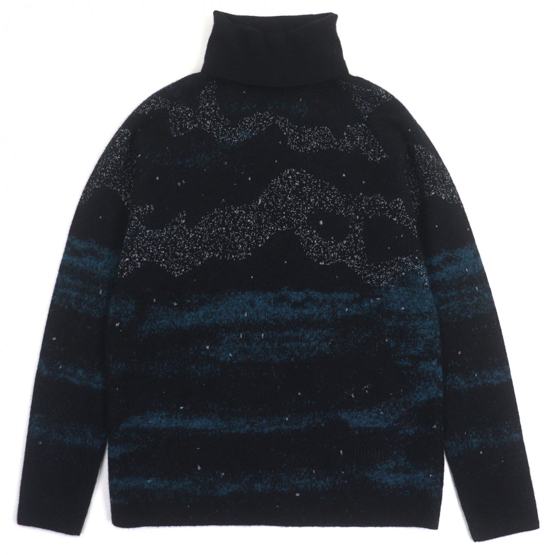 素晴らしいDIOR Peter Doigセーター ブラック ブルー モヘア メンズ L 143M649AT276