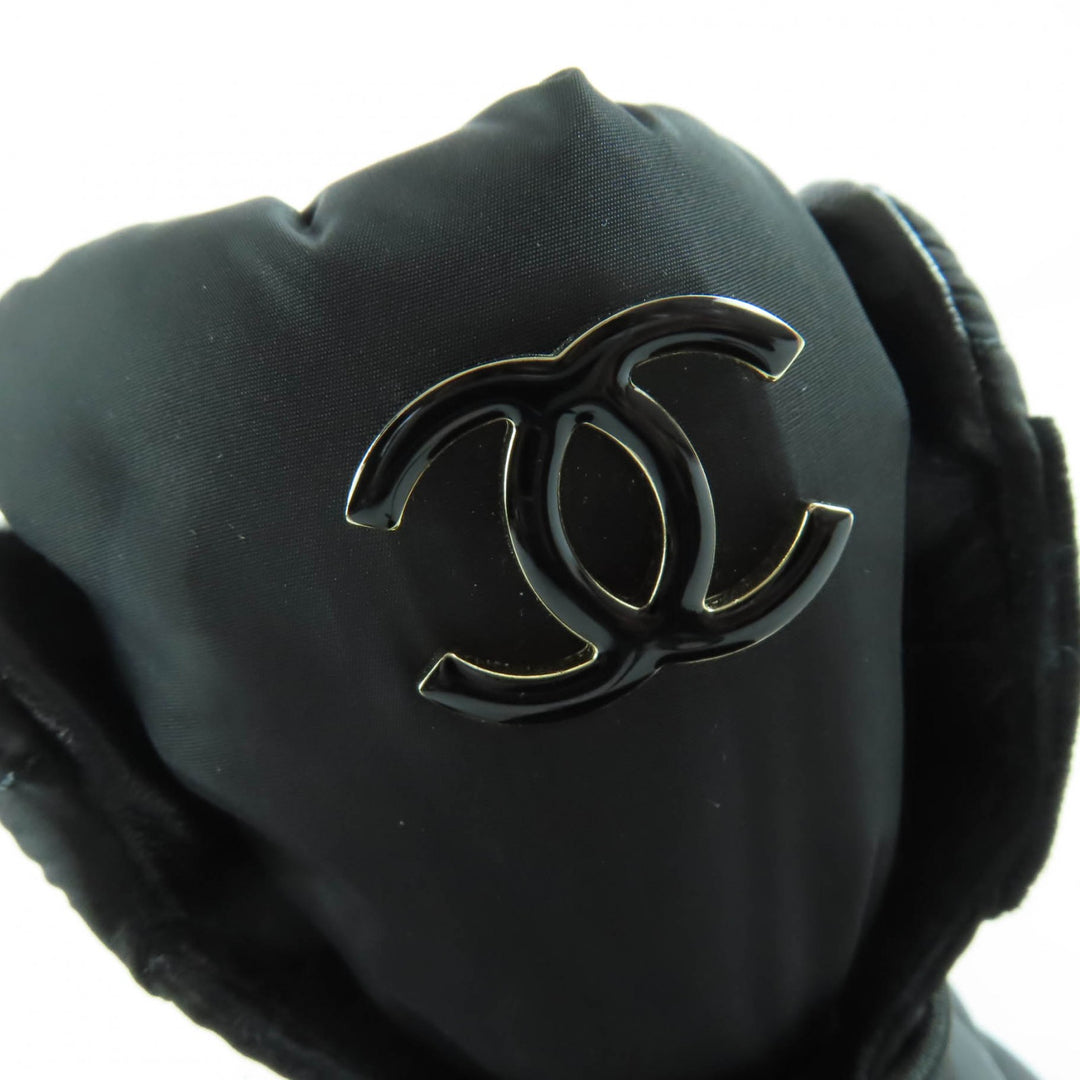 Pristine CHANEL short boots COCO Mark logo matelassé leather black 36 G45125
