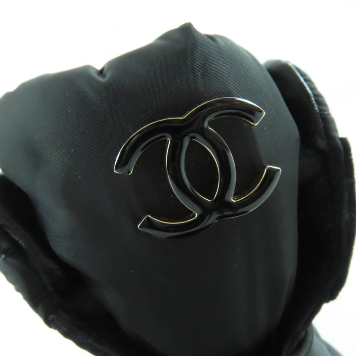 Pristine CHANEL short boots COCO Mark logo matelassé leather black 36 G45125