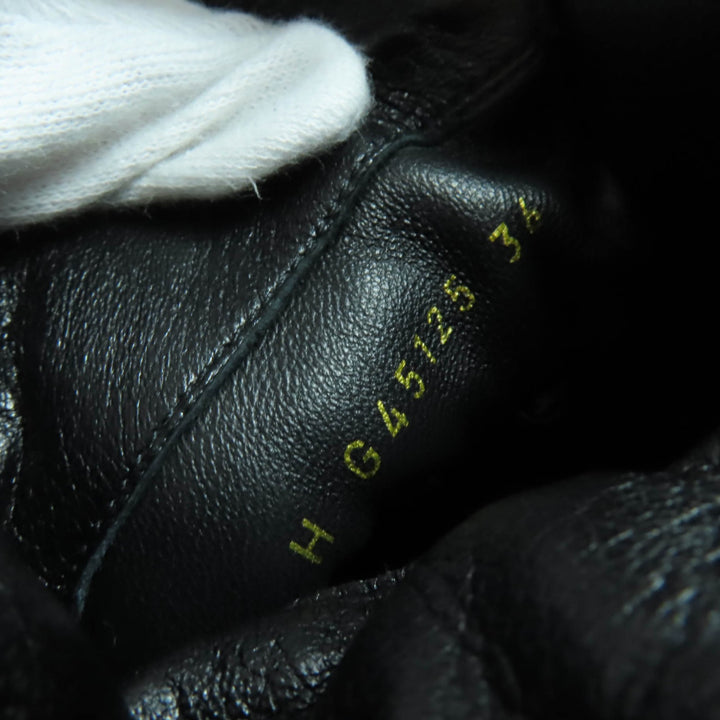 Pristine CHANEL short boots COCO Mark logo matelassé leather black 36 G45125