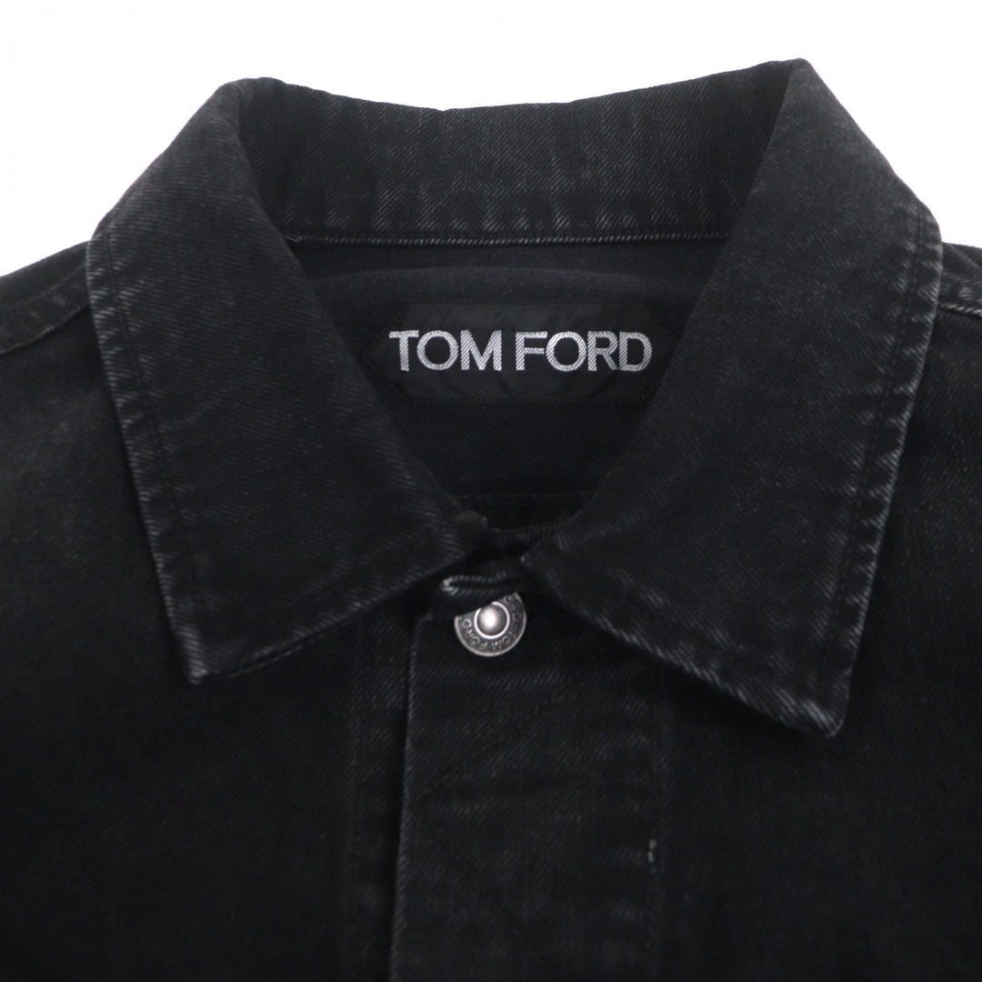 TOM FORD 黑色纯棉男士牛仔夹克，XL 码，型号 DJI001 DMC061S25
