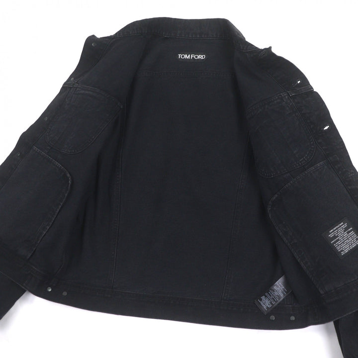 TOM FORD 黑色纯棉男士牛仔夹克，XL 码，型号 DJI001 DMC061S25
