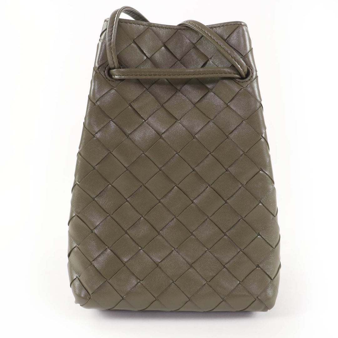 Excellent BOTTEGAVENETA Shoulder Bag INTRECCIATO leather khaki leather Women