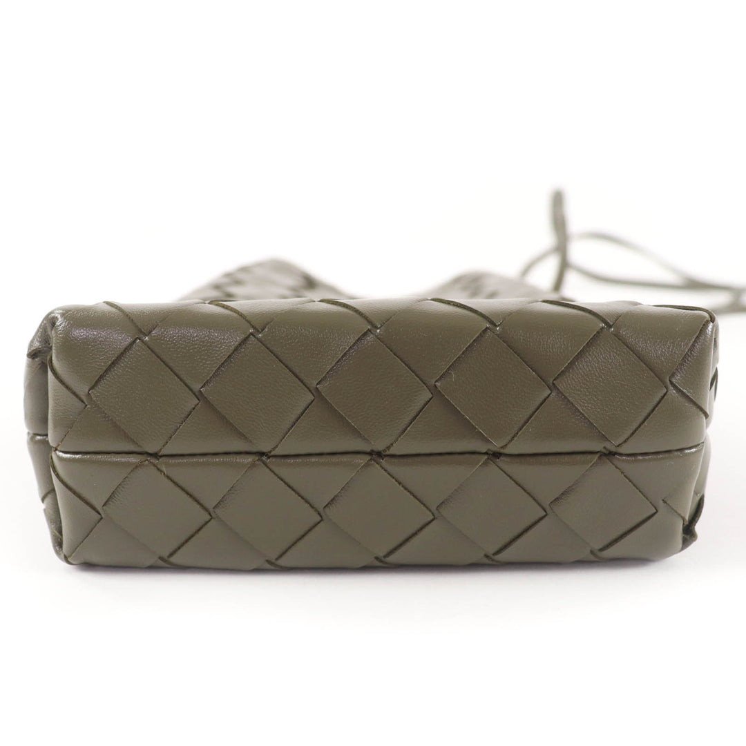 Excellent BOTTEGAVENETA Shoulder Bag INTRECCIATO leather khaki leather Women