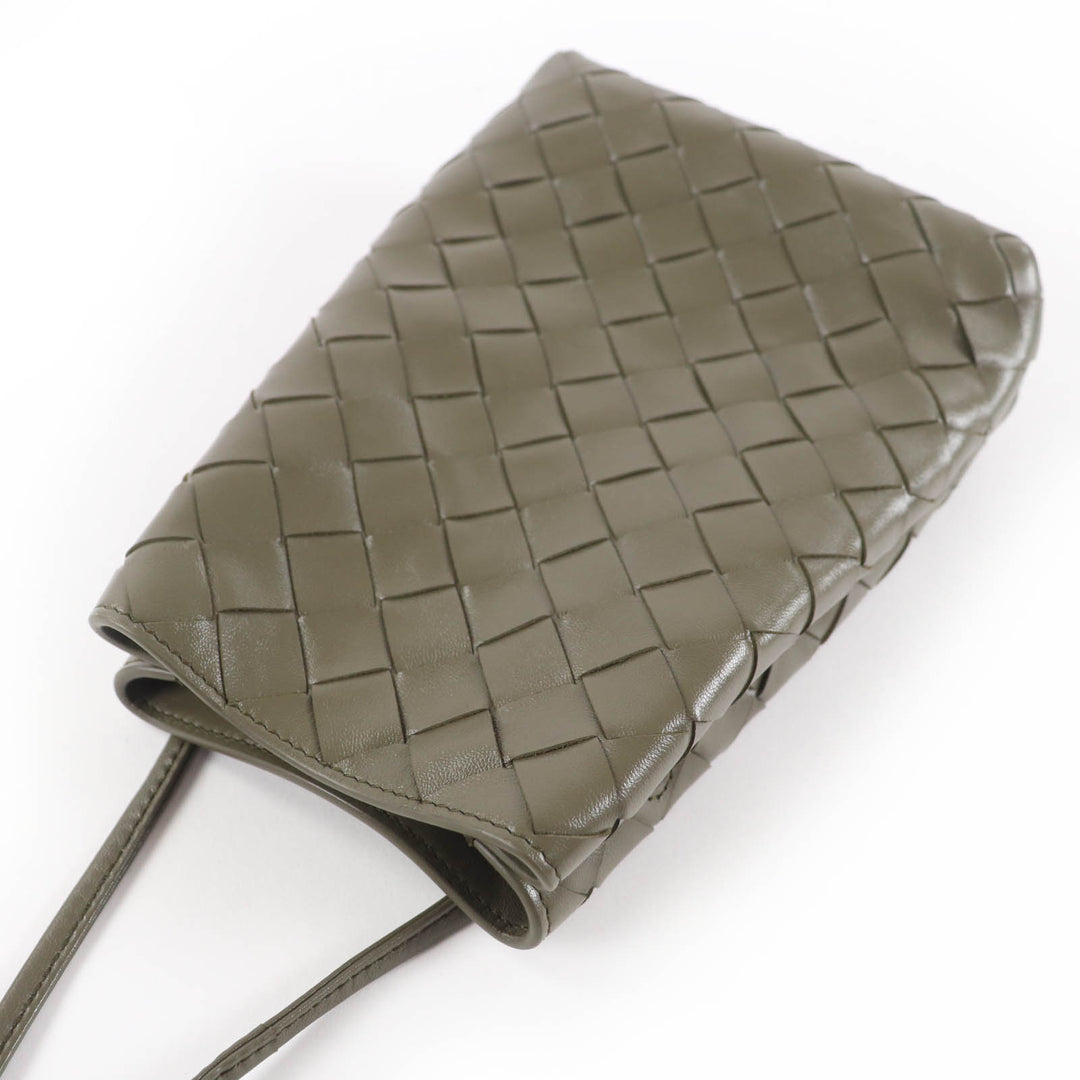 Excellent BOTTEGAVENETA Shoulder Bag INTRECCIATO leather khaki leather Women