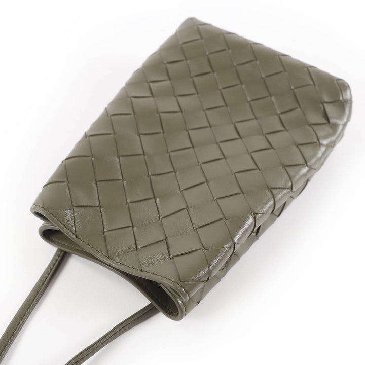 Excellent BOTTEGAVENETA Shoulder Bag INTRECCIATO leather khaki leather Women