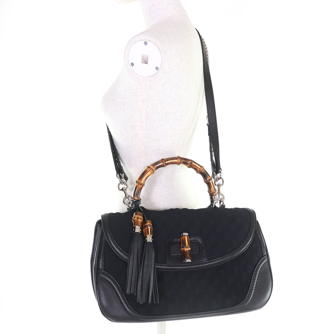 Excellent GUCCI Shoulder Bag Microsima New Bamboo 2-Way Handbag Chain 240241