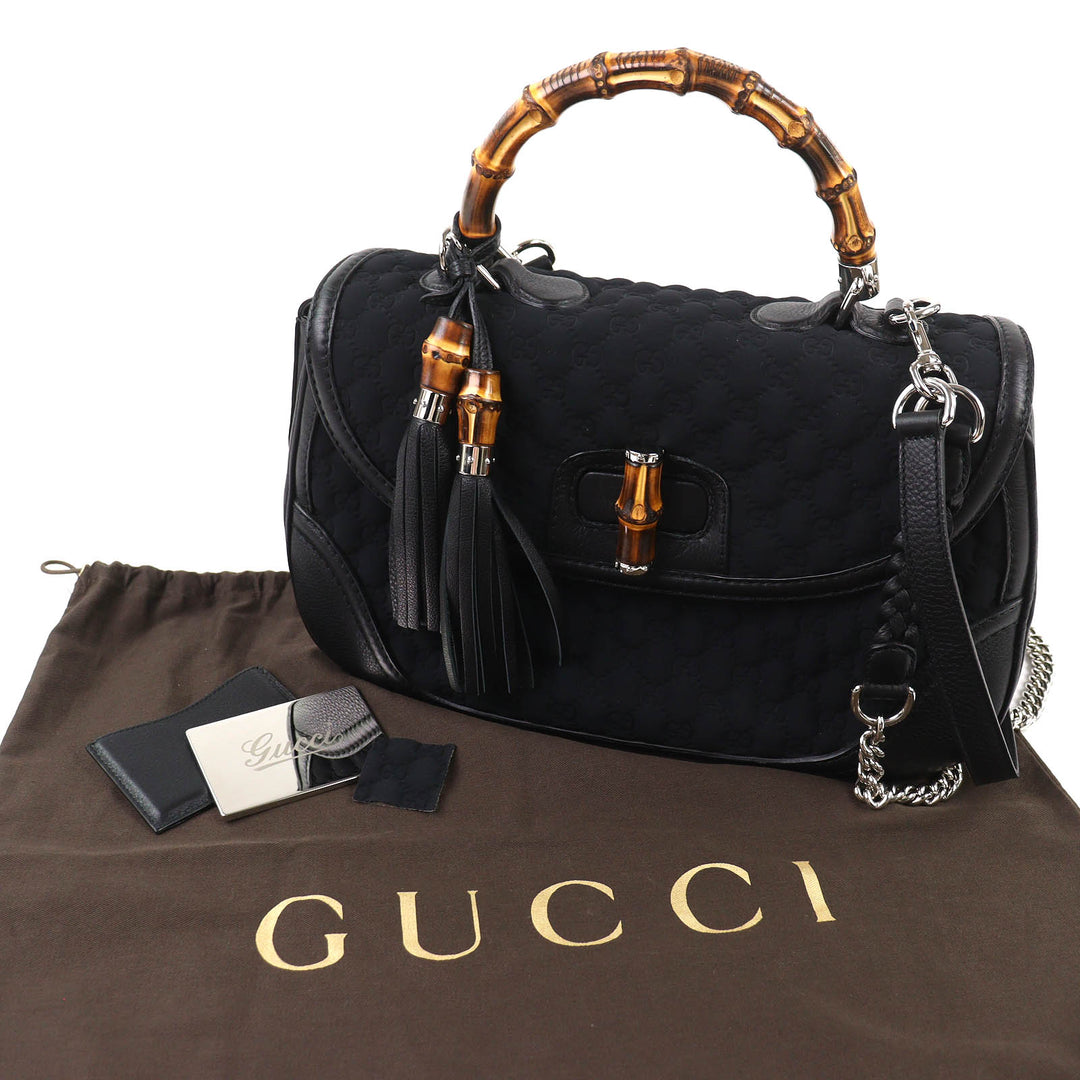 Excellent GUCCI Shoulder Bag Microsima New Bamboo 2-Way Handbag Chain 240241