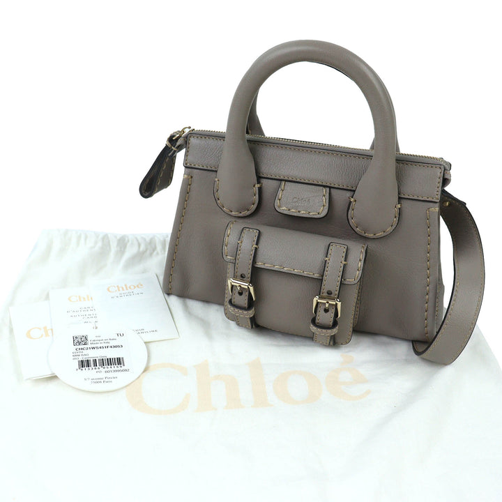 Excellent Chloe Shoulder Bag EDITH MINI BAG 2WAY handbag gray CHC21WS451F43053