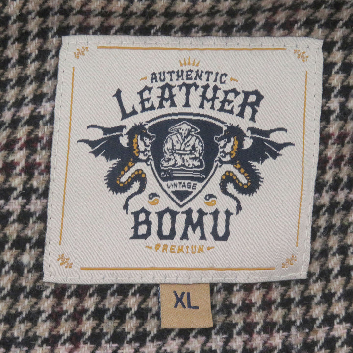 BOMU 男士单排黑色马皮皮夹克，尺码 XL