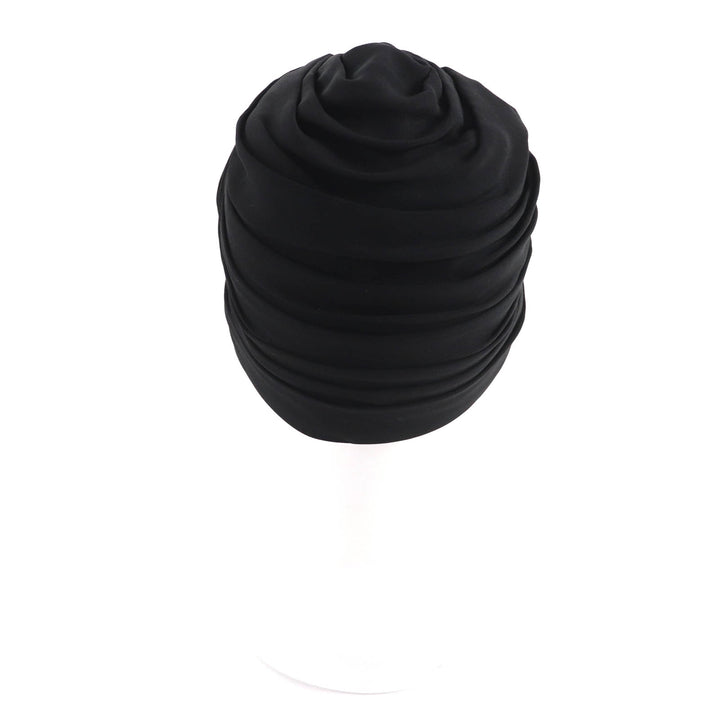 Excellent CHANEL hat COCO MarkMetal Turban black silk Women