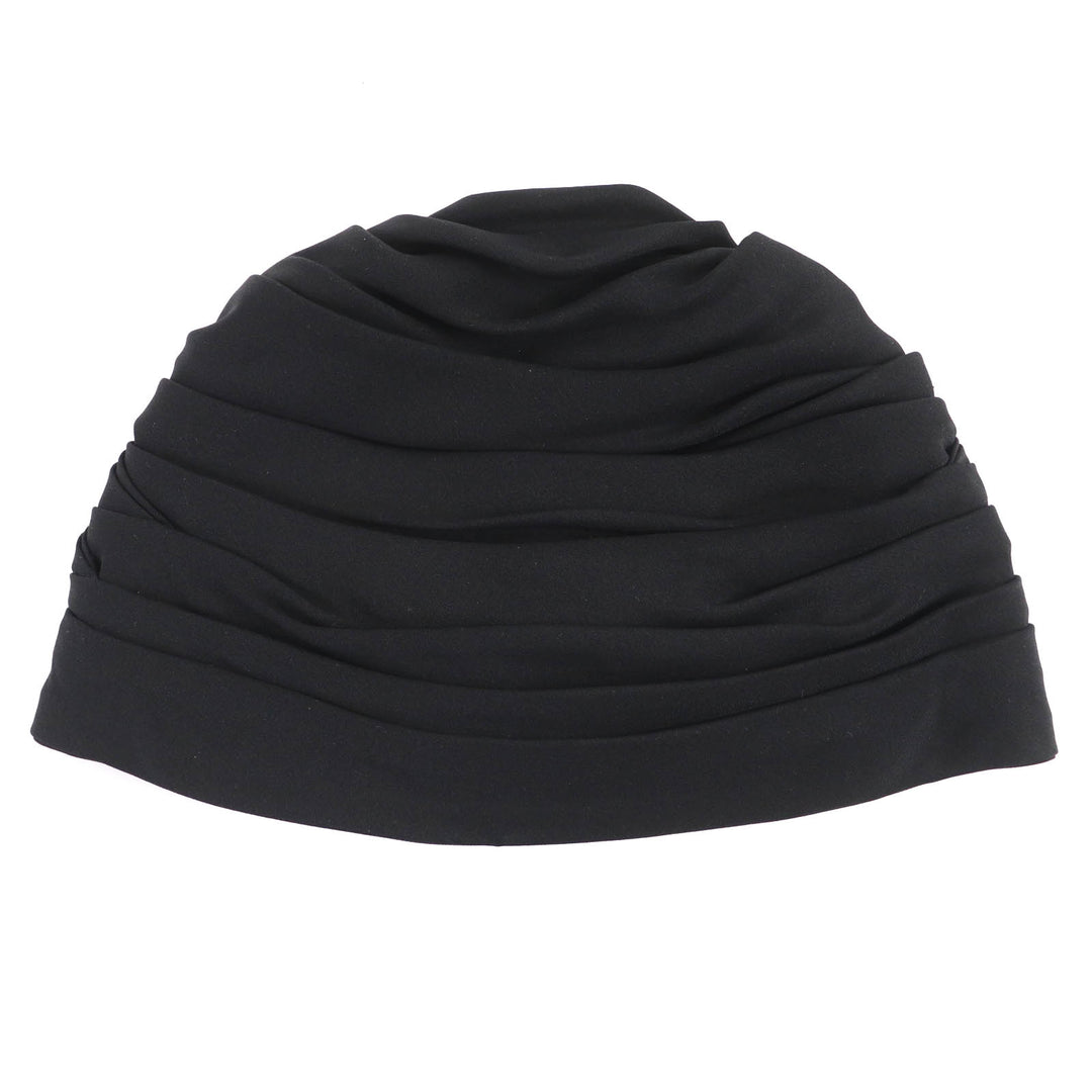 Excellent CHANEL hat COCO MarkMetal Turban black silk Women