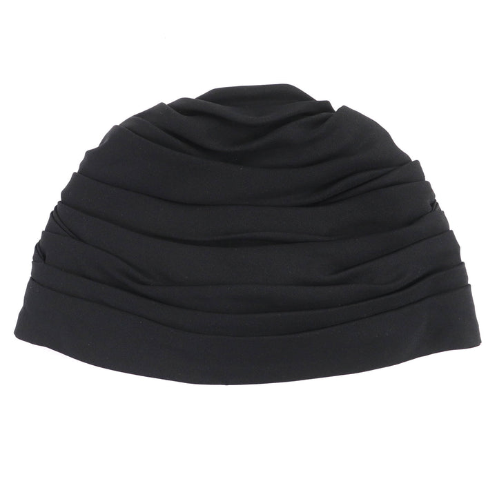 Excellent CHANEL hat COCO MarkMetal Turban black silk Women