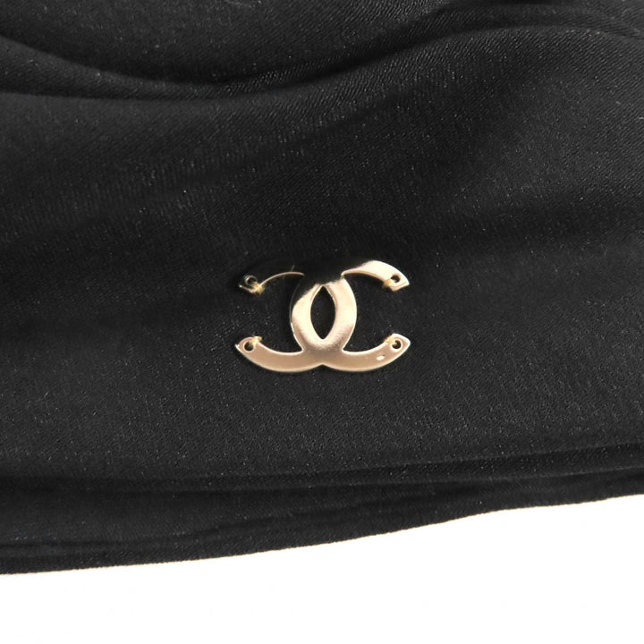 Excellent CHANEL hat COCO MarkMetal Turban black silk Women