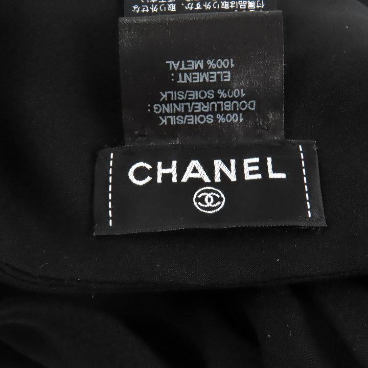 Excellent CHANEL hat COCO MarkMetal Turban black silk Women