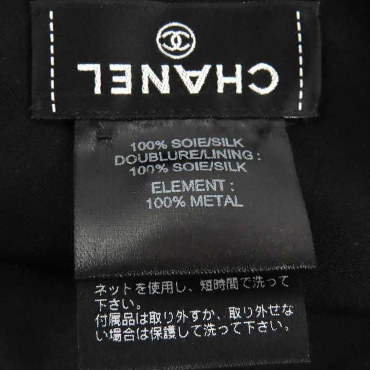 Excellent CHANEL hat COCO MarkMetal Turban black silk Women