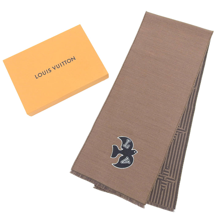 Excellent LOUIS VUITTON Scarf Echarpe LV Harmony Brown Women M77942