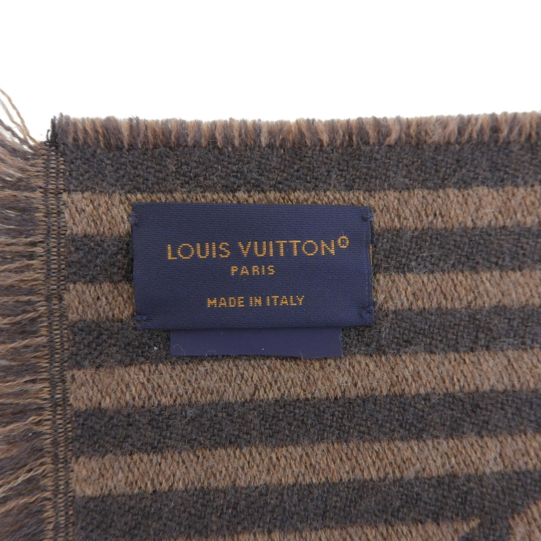 Excellent LOUIS VUITTON Scarf Echarpe LV Harmony Brown Women M77942