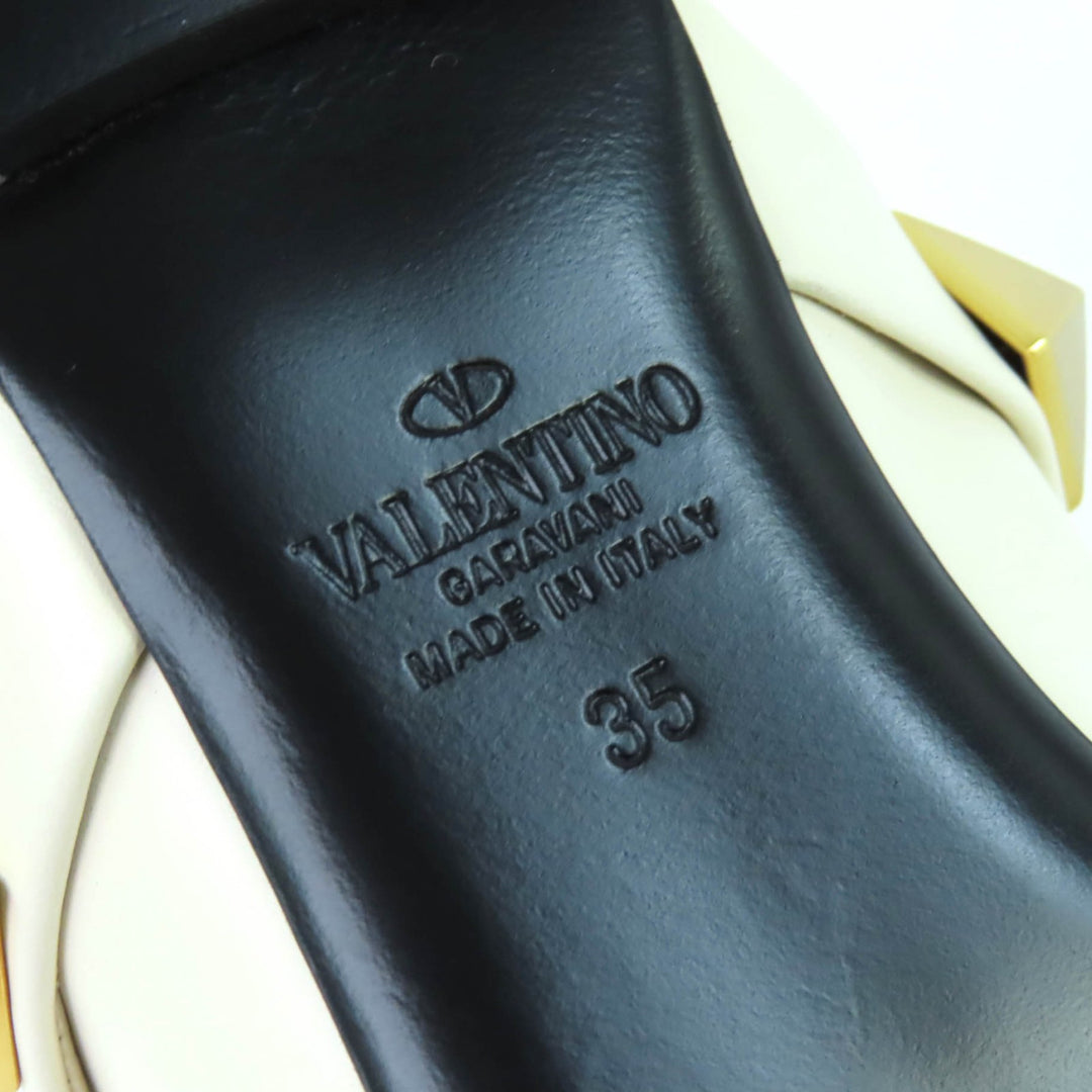 Excellent Valentino Garavani Mule Roman stud flat mule sandals Ivory 35 WW2S0BK8