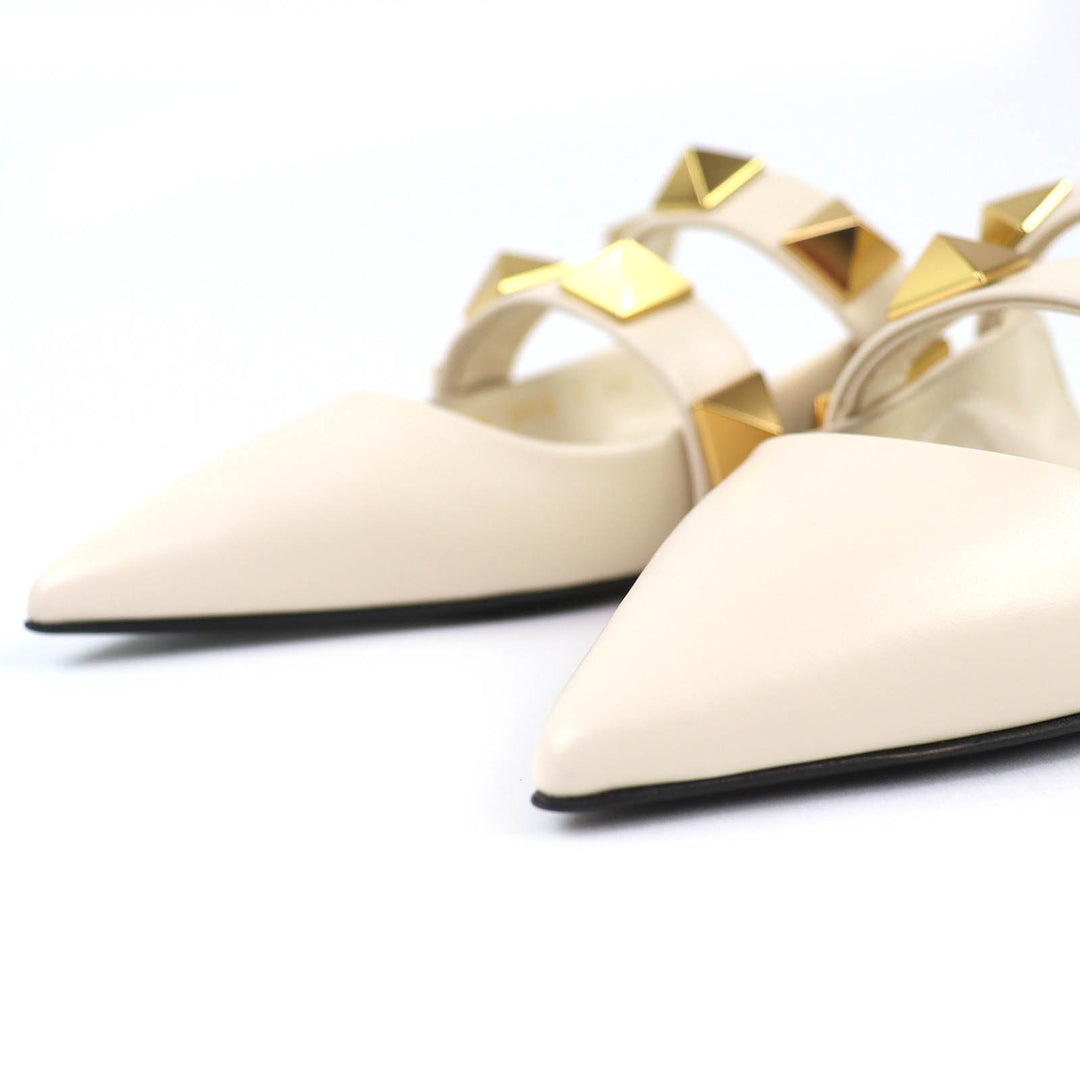 Excellent Valentino Garavani Mule Roman stud flat mule sandals Ivory 35 WW2S0BK8