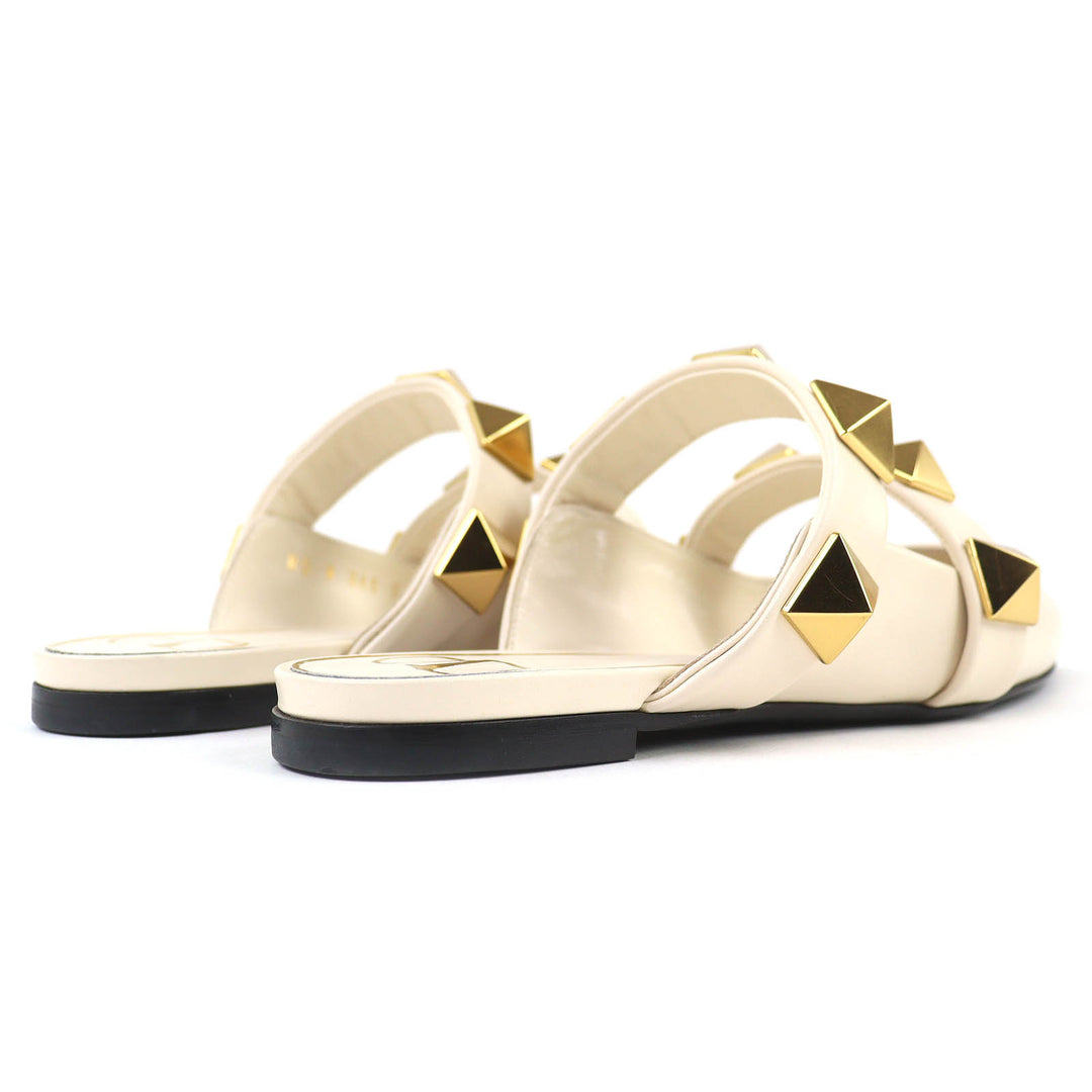 Excellent Valentino Garavani Mule Roman stud flat mule sandals Ivory 35 WW2S0BK8
