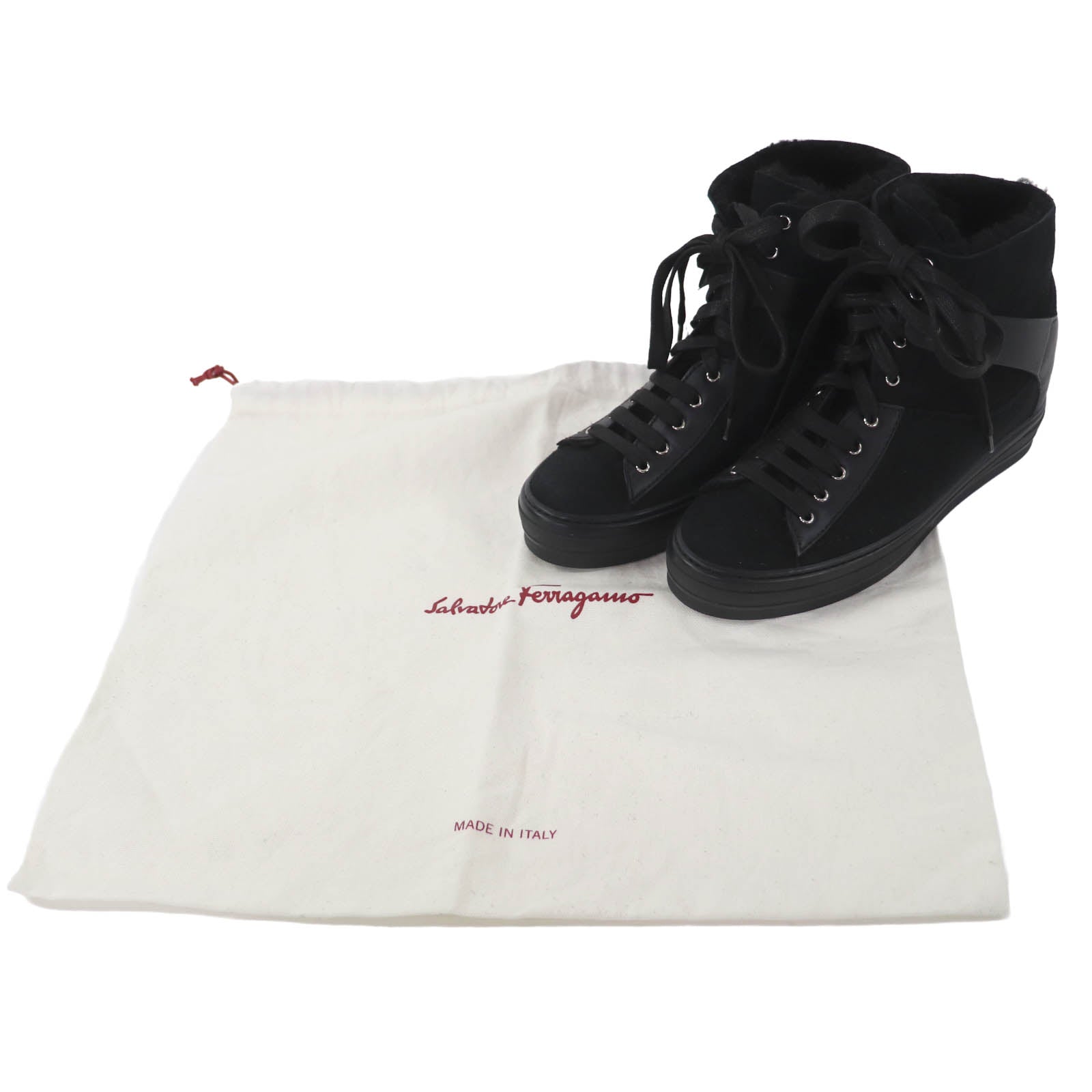 Excellent Salvatore Ferragamo High cut sneakers black leather
