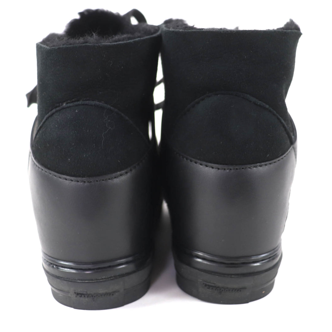 Excellent Salvatore Ferragamo High cut sneakers black leather Women 7.5 SL09766