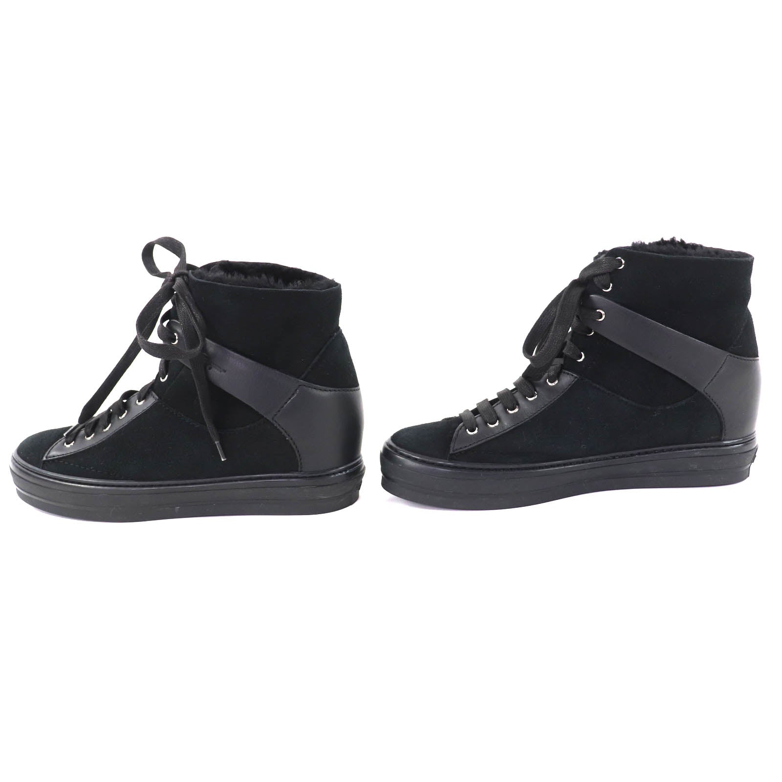 Excellent Salvatore Ferragamo High cut sneakers black leather
